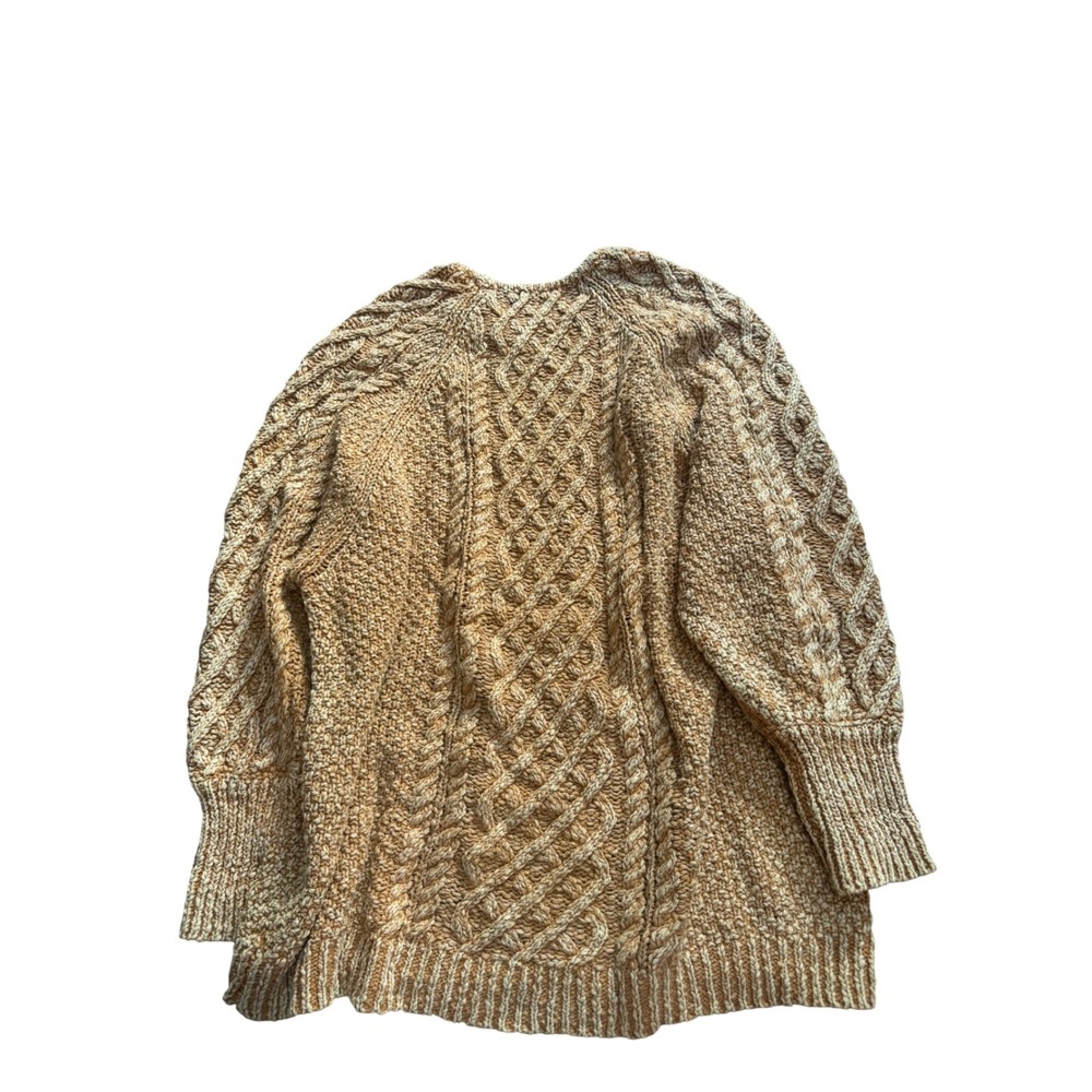 Free People Mustard Yellow Cable Knit Oversized Cotton Ramie Sweater Large - Picture 2 of 4